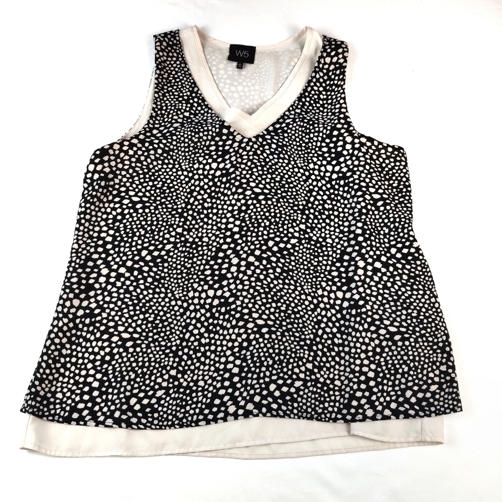 W5 Beautiful Blouse Black and crean Sz. L